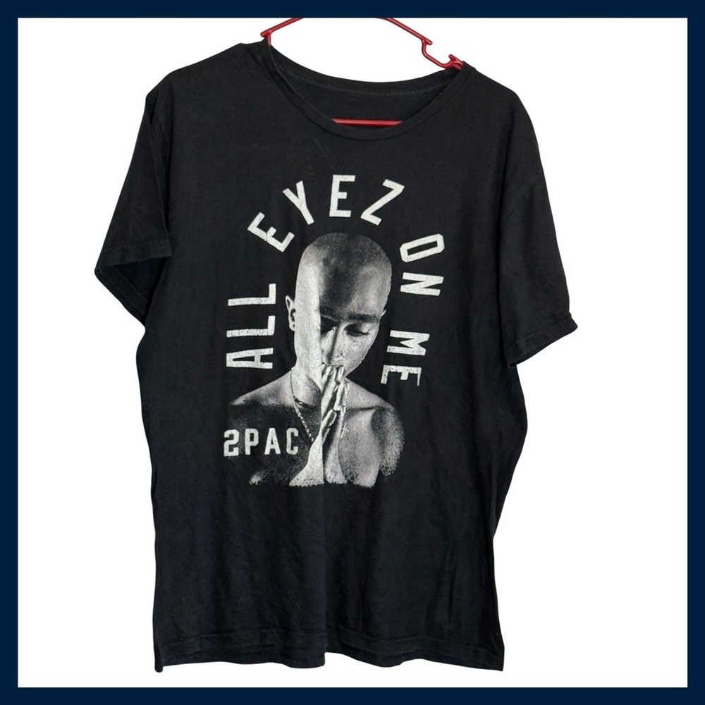 2Pac All Eyez On Me Graphic T-Shirt Mens Large Black Tupac Shakur Hip Hop Tee